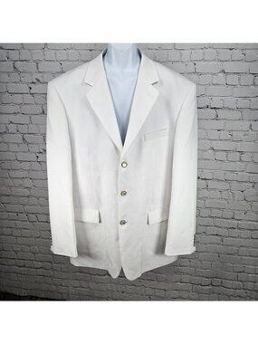 Lucci Collezione Ivory White 3 Gold Button Ventless Notch Blazer Sport Coat 50L